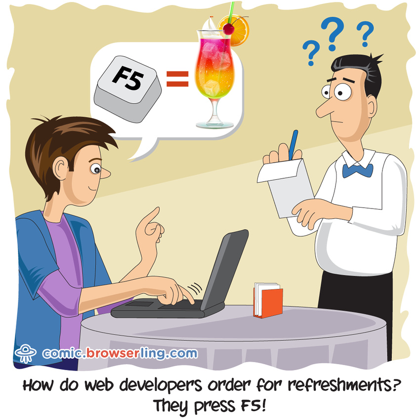 Refreshments - Web developer comic